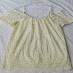 Maurices Cold Shoulder Lace Top in Cream